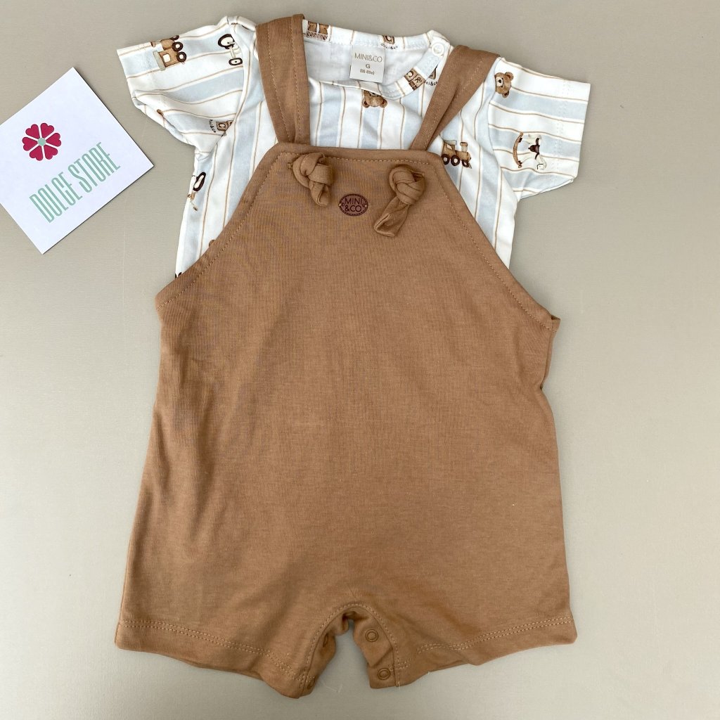 Jardineira + body urso - Mini & Co