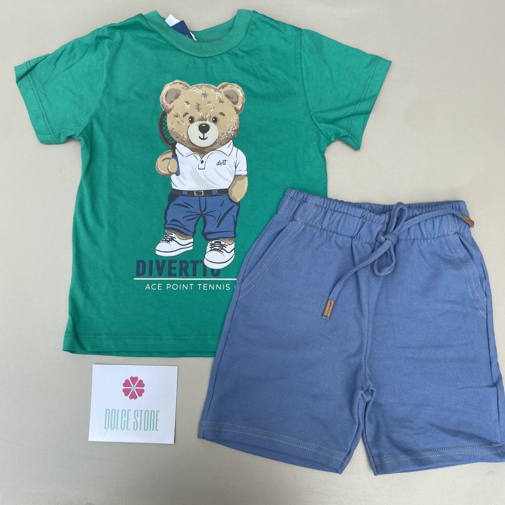 Conjunto camiseta urso e bermuda DIVERTTO