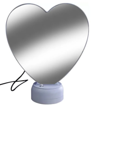 ESPELHO DE MESA PORTA RETRATO CORAÇÃO 8 LEDS USB REF: IM45050