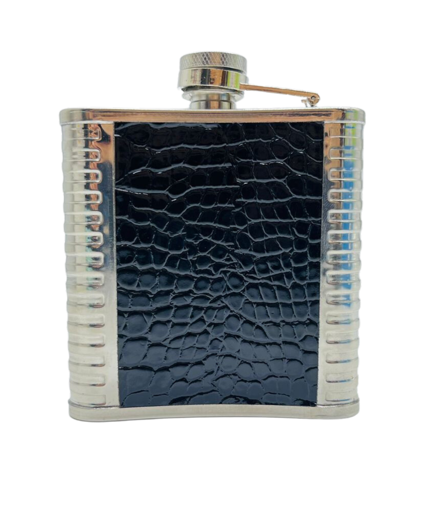 CANTIL INOX 180ML C/CAPA DE COURO SINTETICO REF: BM362406