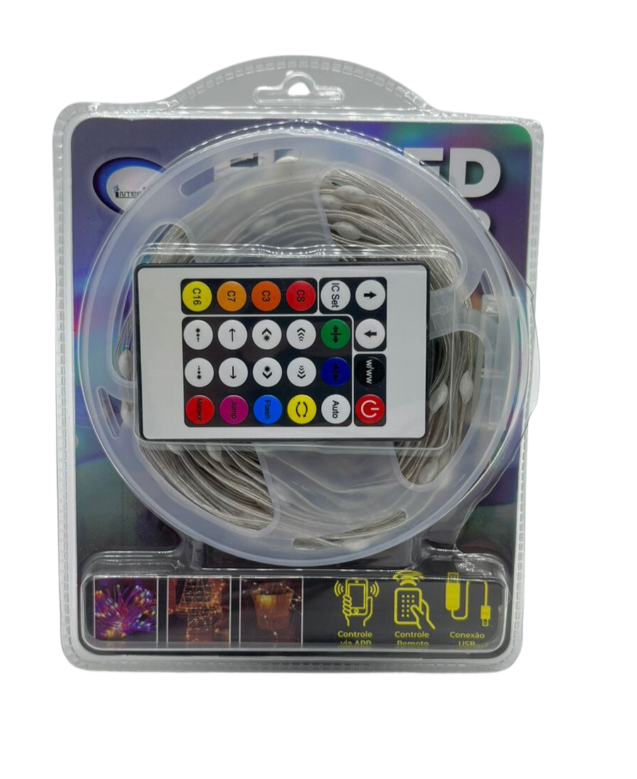 FIO DE LED COM CONTROLE DECORATIVO 100L/10MT REF: COHQ67421