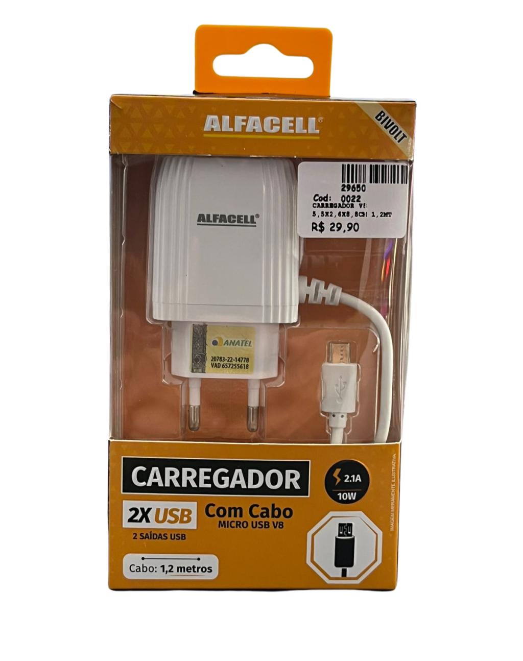 CARREGADOR V8 5,5X2,6X8,8CM 1,2MT REF: AL60010