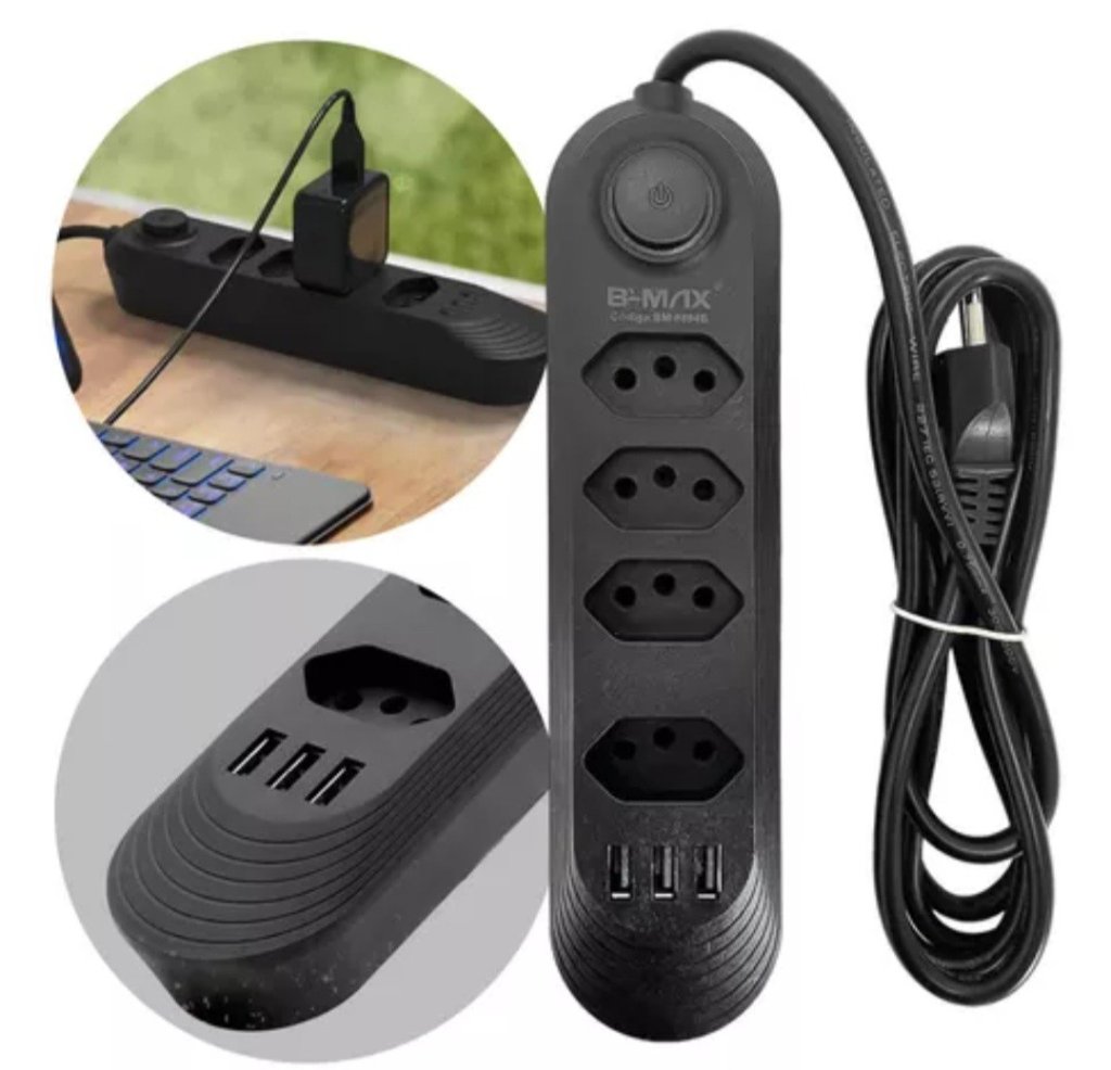 FILTRO DE LINHA COM 4 TOMADAS +4 USB REF: 5686