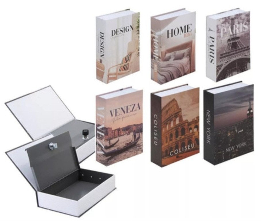 COFRE CAMUFLADO EM FORMATO DE LIVRO 18X11,5 X 5CM REF: 6573