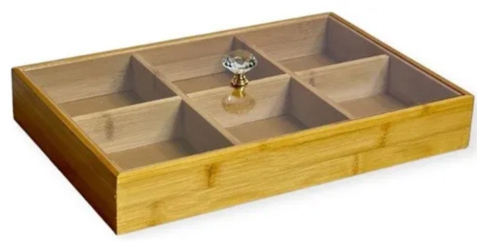 CAIXA MULTIUSO COM TAMPA E 6 DIVISÓRIAS REF: CX158