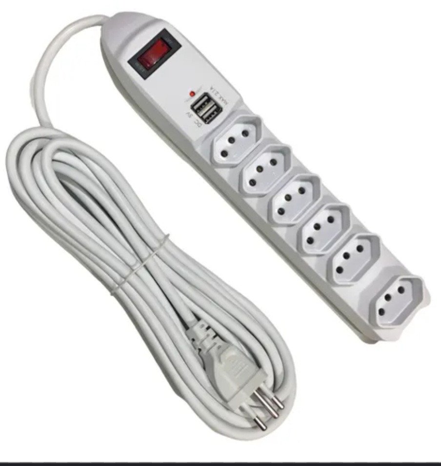 FILTRO DE LINHA 6 TOMADAS E 2 ENTRADAS USB REF: WI251