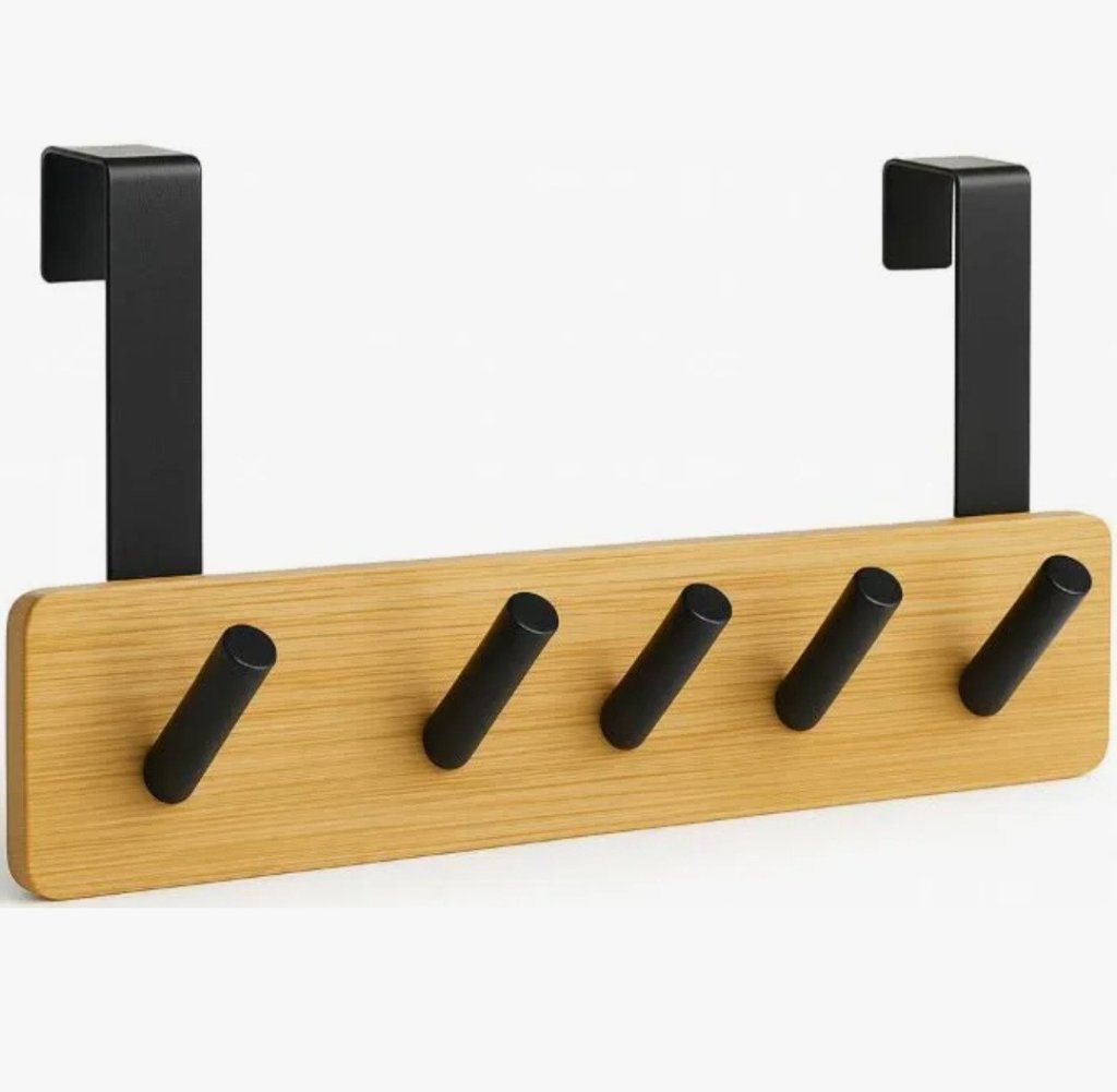 GANCHO DE PORTA BAMBU E FERRO 34CM X 8CM REF: CK7639