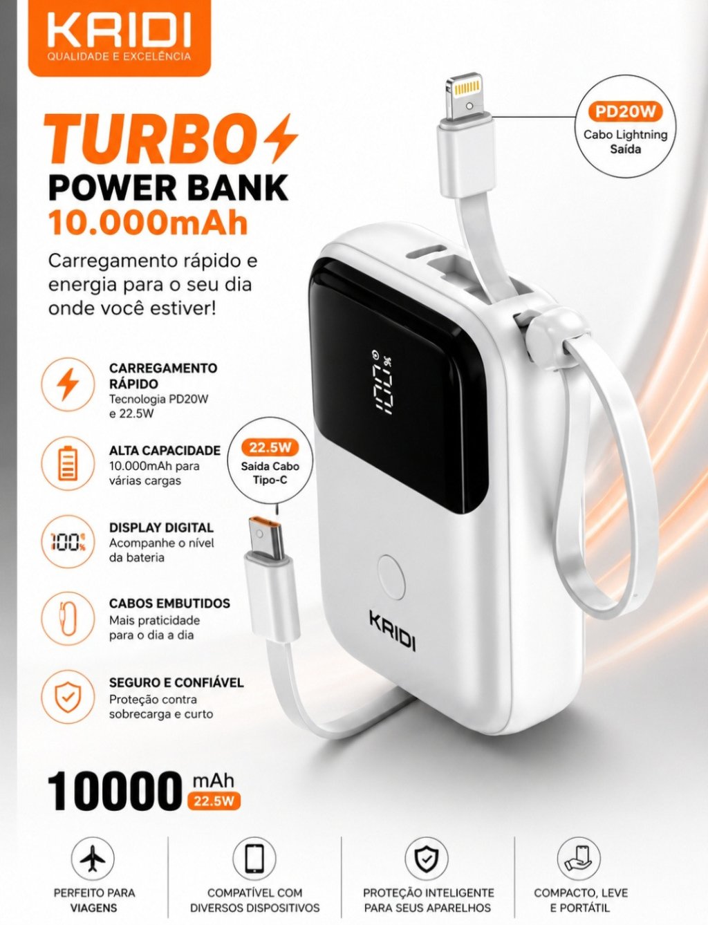 CARREGADOR PORTATIL 10000MAH REF: 6378