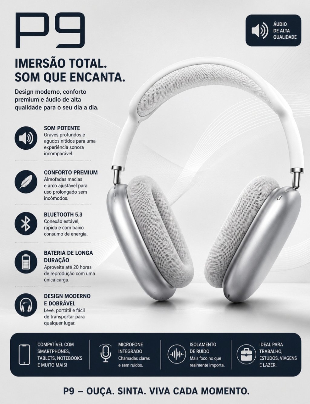 FONE DE OUVIDO P9 SEM FIO REF: 7580
