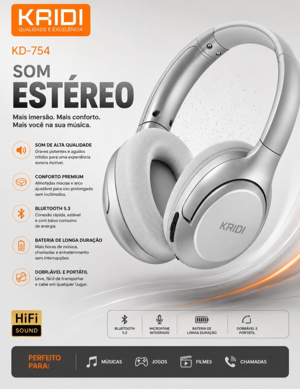 FONE DE OUVIDO SEM FIO REF: KD-754