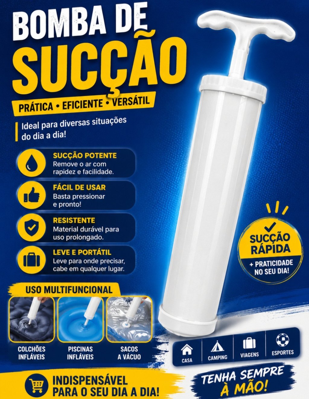 BOMBA PARA SUCÇÃO DE AR MAUAL 22X5CM REF: 8016