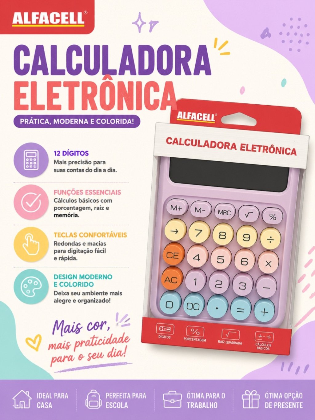 CALCULADORA ELETRÔNICA 16,1X11X3,5CM REF: AL5209B