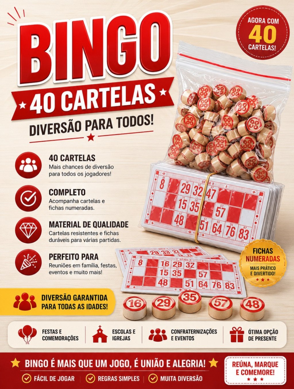 BINGO COM 40 CARTELAS REF: 2877