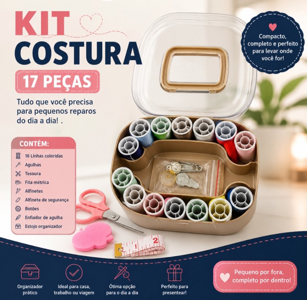 KIT COSTURA COSTURA COM 17 PEÇAS REF: 8085