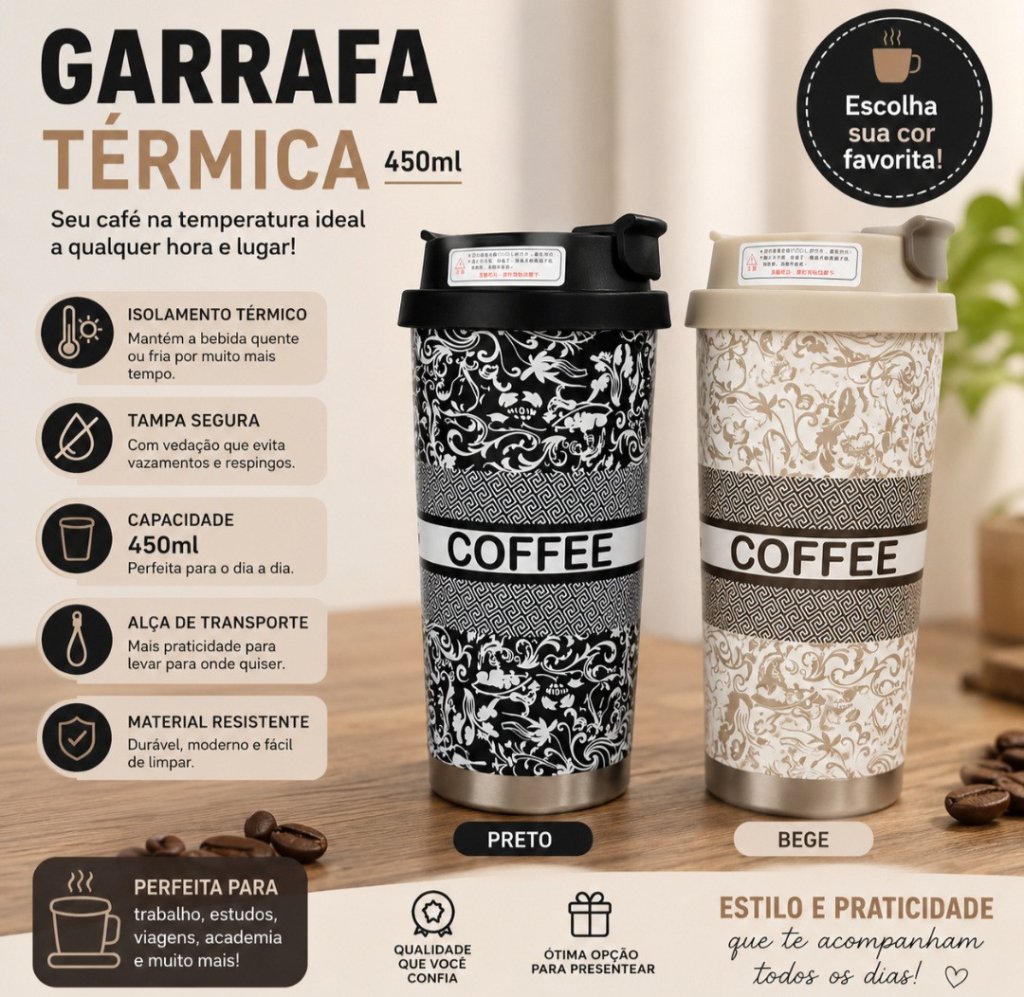 GARRAFA EM ACO INOX COM TAMPA 450ML REF: 8093