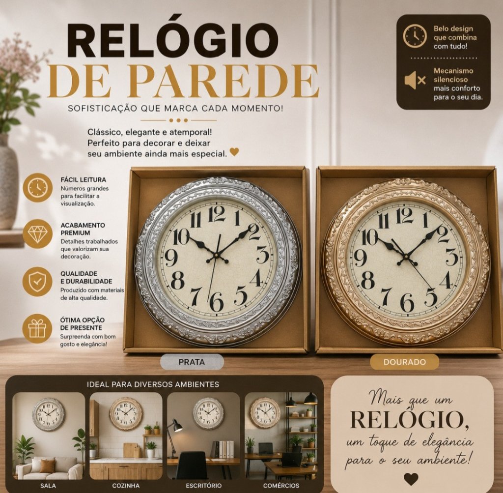 RELOGIO DE PAREDE REDONDO 40CM REF: 8092
