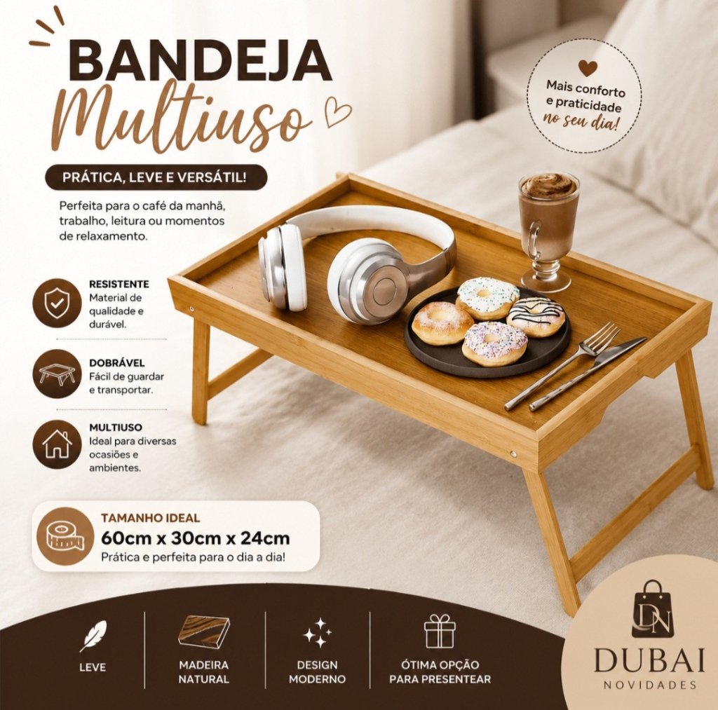 BANDEJA DE SERVIR BAMBU E MDF 50CMX30x24CM REF: 8133
