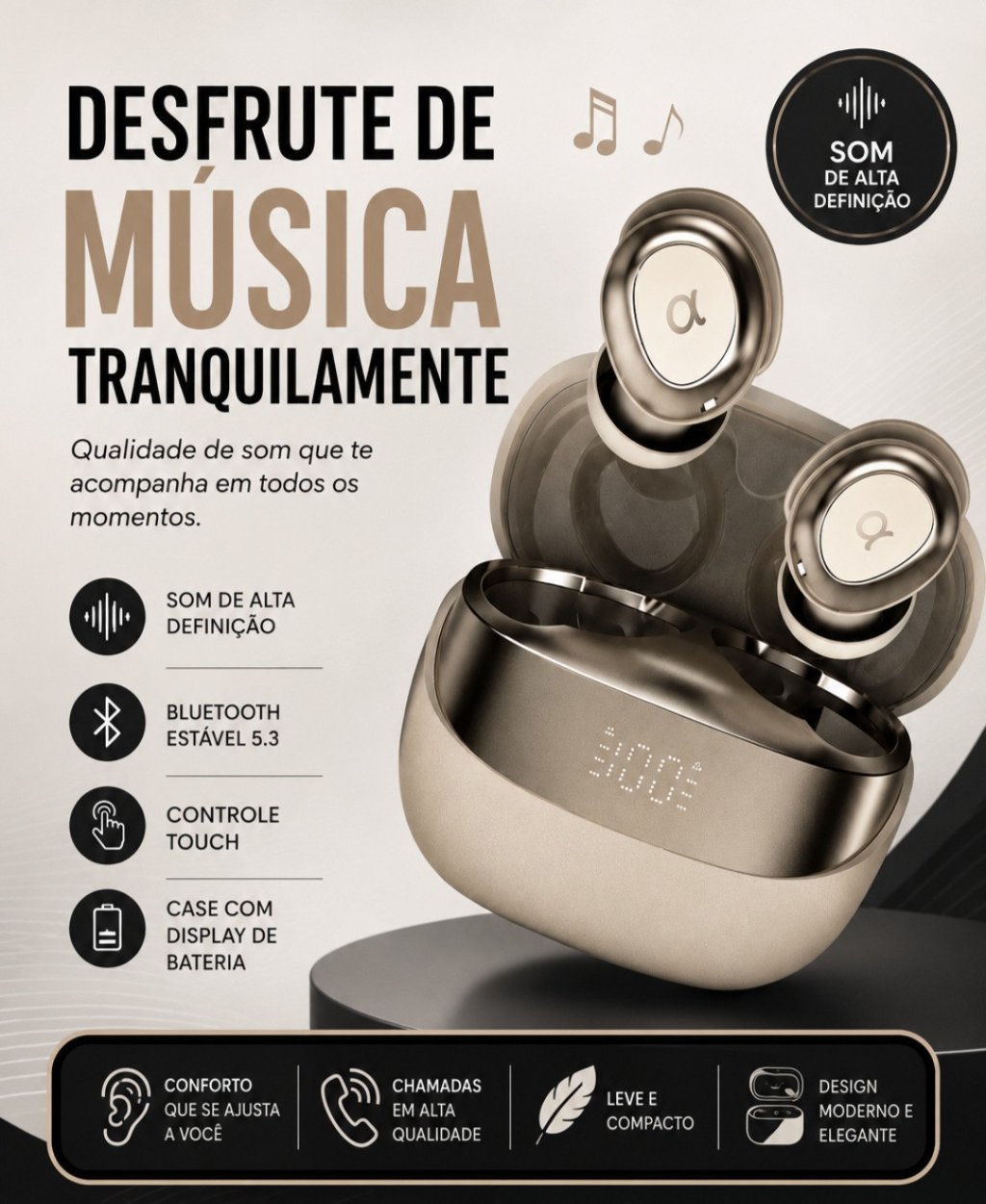 FONE DE OUVIDO SEM FIO BLUETOOTH REF: FN-B40