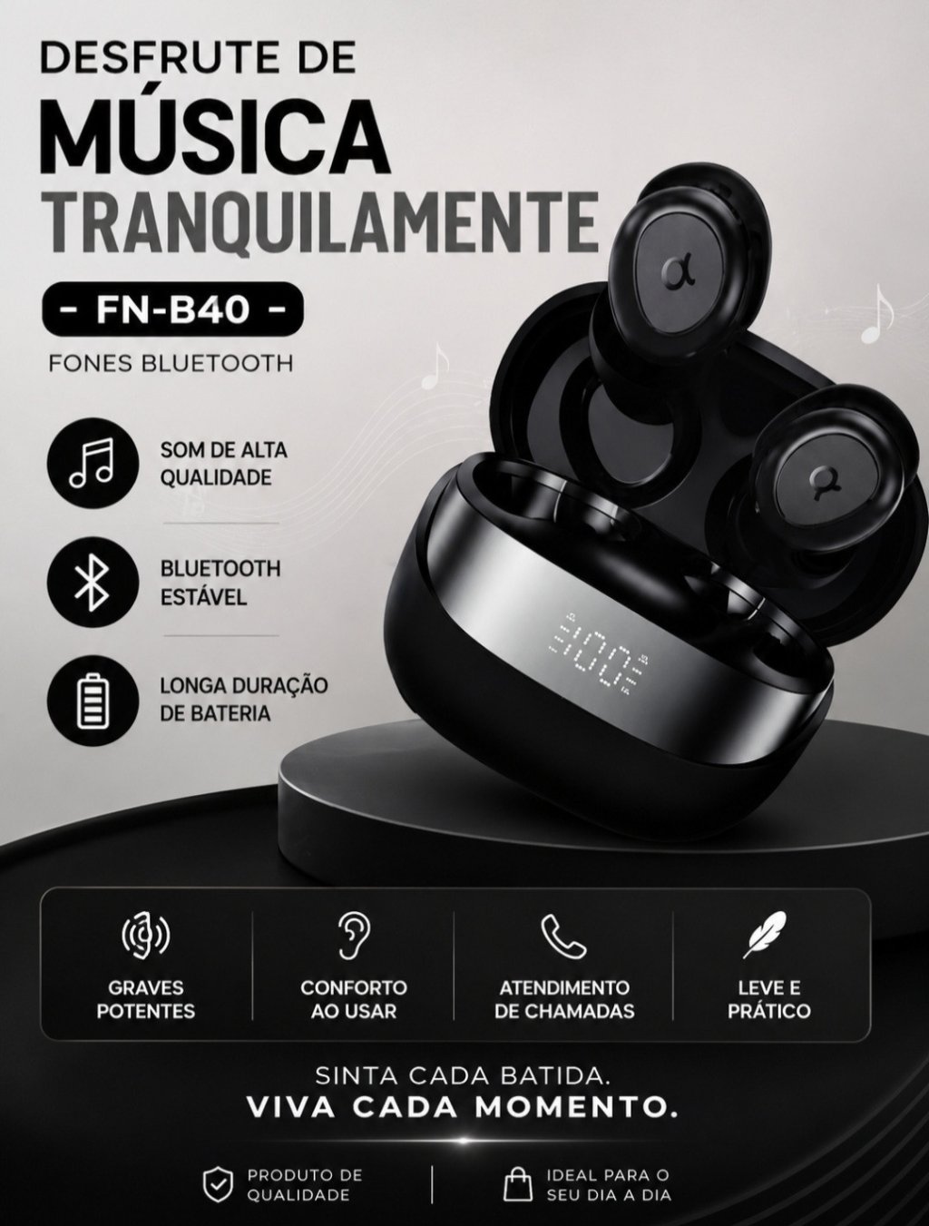 FONE DE OUVIDO SEM FIO BLUETOOTH REF: FB-B40