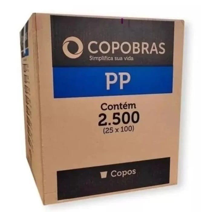 CAIXA DE COPO PLASTICO BRANCO  180ML C/2,500 UND PP COPOBRAS