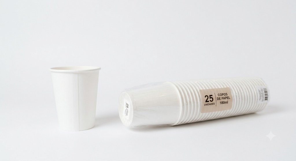 TIRA DE COPO DE PAPEL BRANCO 180ML - C/25 UND.