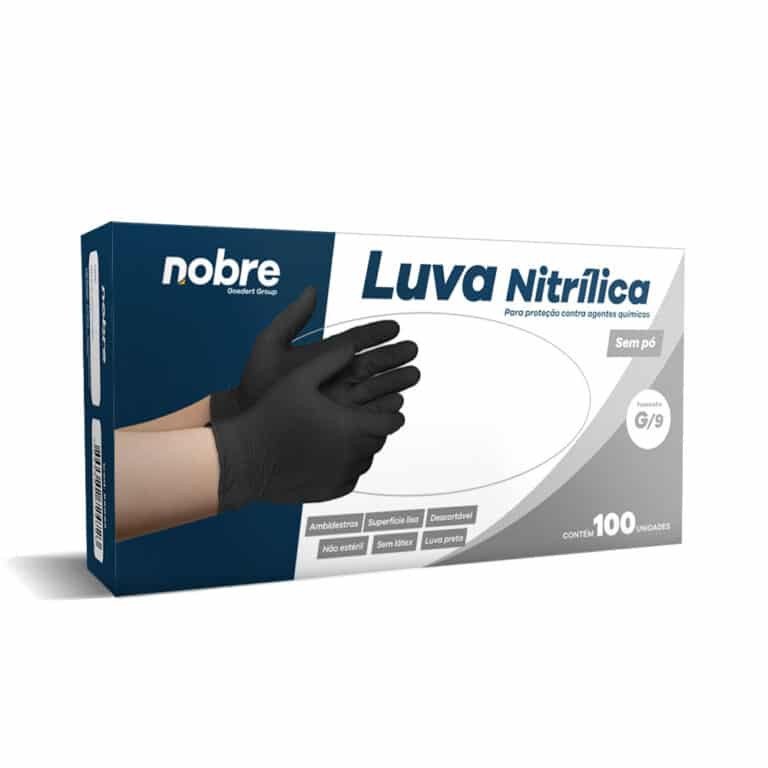 Luva nitrilica s/pó c/100 unid preta Nobre tamanho -G