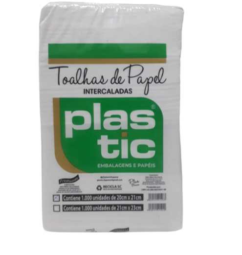 PAPEL TOALHA PLASTIC PLUS 20X21CM C/ 1000 FLS - PLASTIC