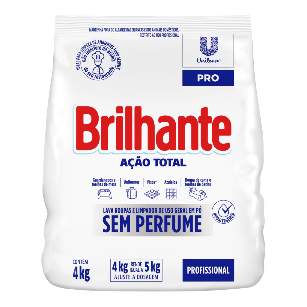 SABÃO EM PÓ BRILHANTE PRO SEM PERFUME 4KG