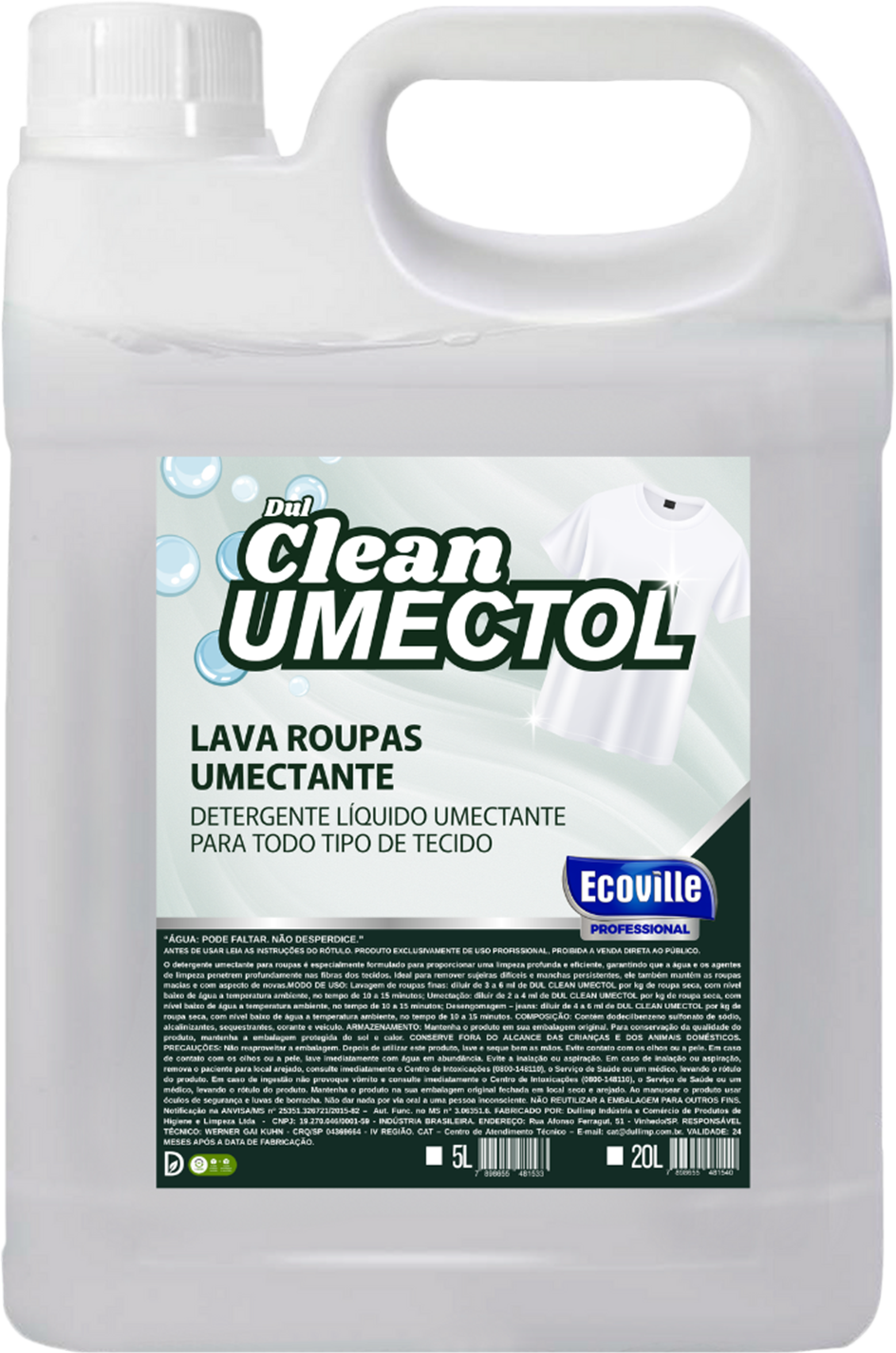 LAVA ROUPAS CLEAN UMECTOL 5L-  ECOVILLE PROFESSIONAL