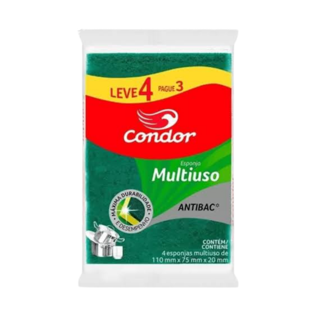 ESPONJA MULTIUSO CONDOR DUPLA FACE C/ 4 UNIDADES