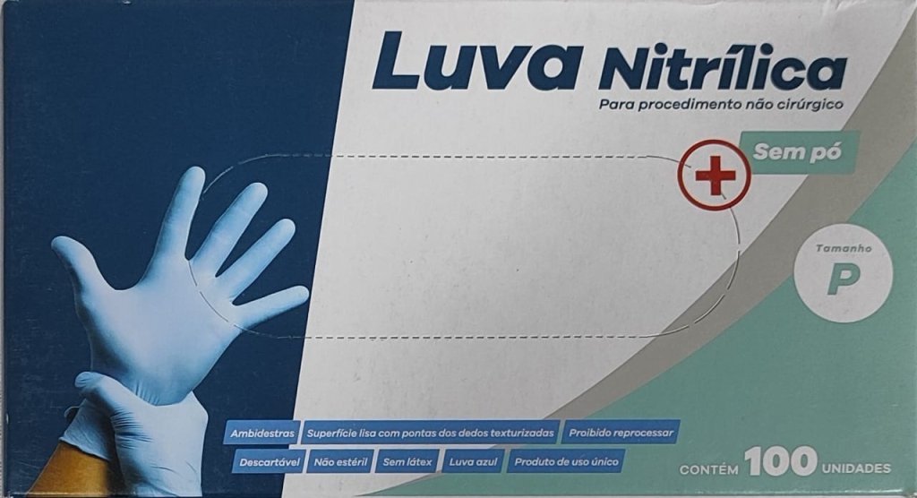 LUVA NITRILICA SEM PO P AZUL C/100