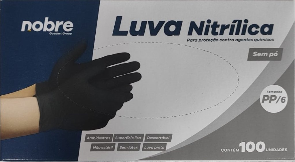 LUVA NITRILICA S/PO C/100 PP PRETA