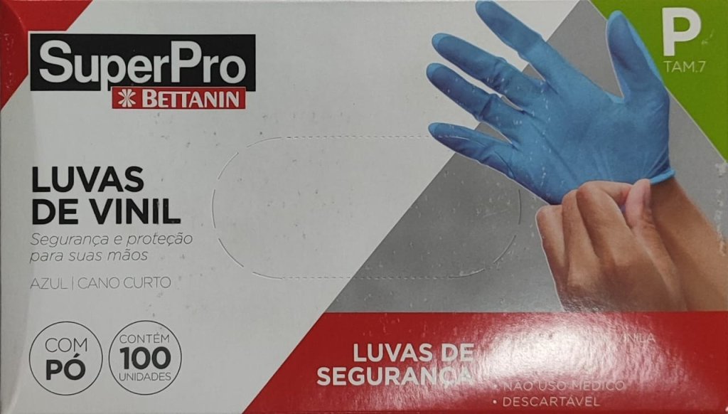 LUVA VINIL DESCART AZUL C/PO P
