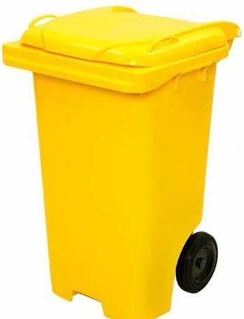 Coletora plastica 240l. c/rodas (mod. europeu) Amarela - Nobre