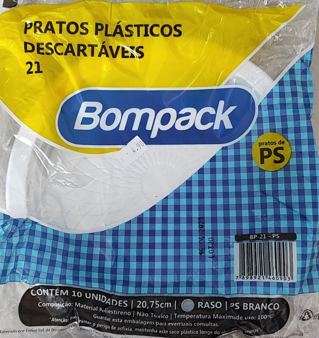 PRATO BOMPACK 21CM C/10 UN