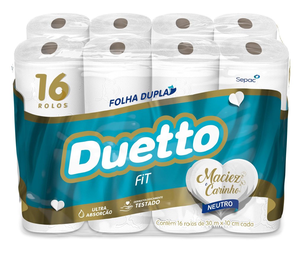 PAPEL HIGIENICO FOLHA DUPLA DUETTO 16 ROLOS DE 30M