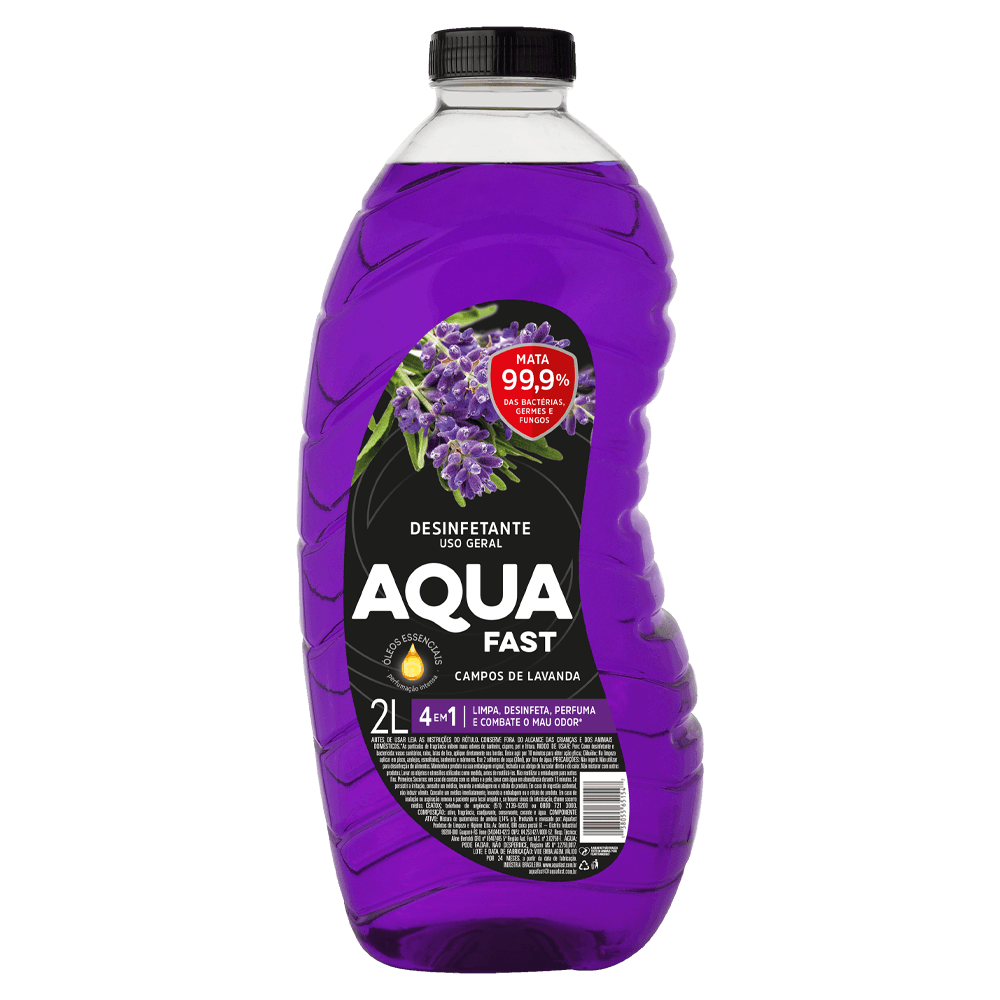 DESINFETANTE AQUAFAST CAMPOS LAVANDA, PAIXÃO, MARINE 2L