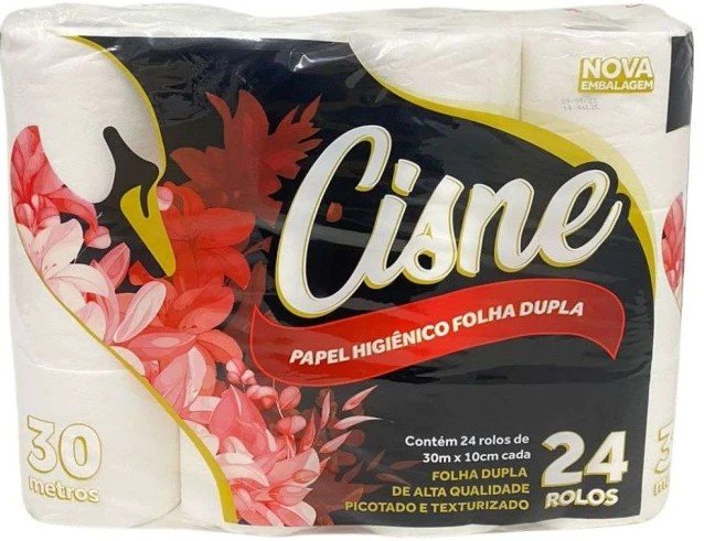 PAPEL HIGIENICO FOLHA DUPLA CISNE 24 ROLOS DE 30M