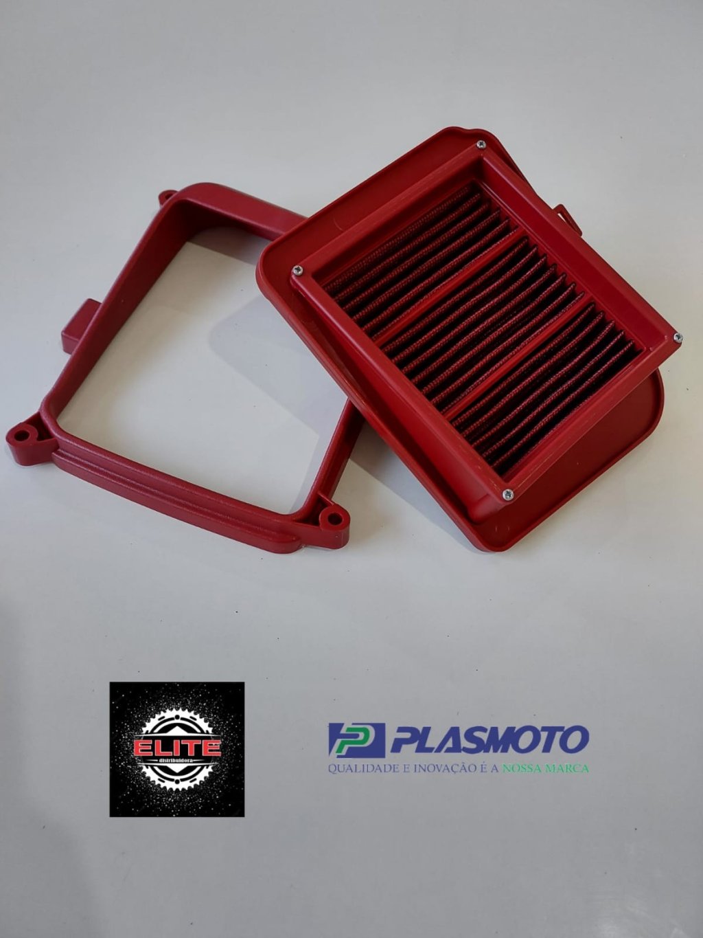 KIT FILTRO DE AR ESPORTIVO LAVÁVEL TITAN/FAN/ START 125/150/160 14/25  VERMELHO - VERMELHO