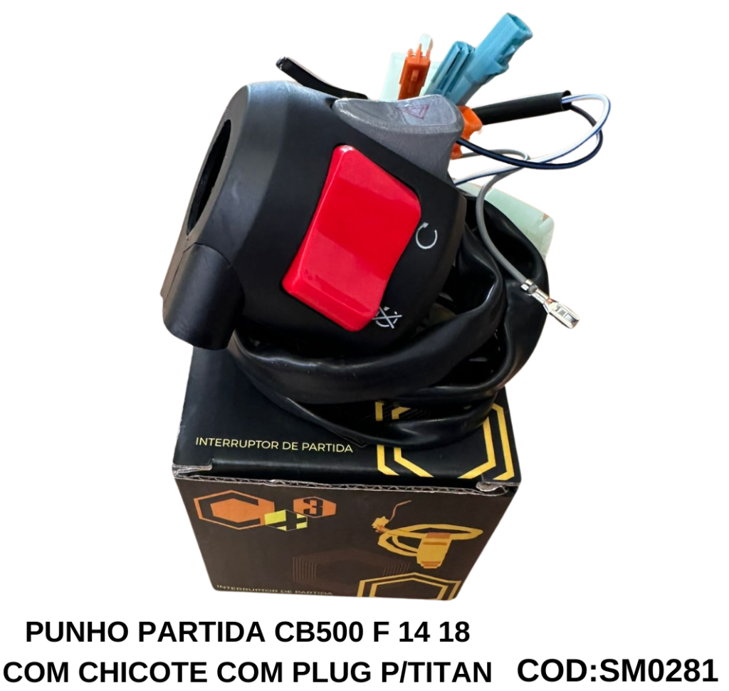 PUNHO INTERRUPTOR PARTIDA CB500 F 14 18 COM CHICOTE COM PLUG P/TITAN