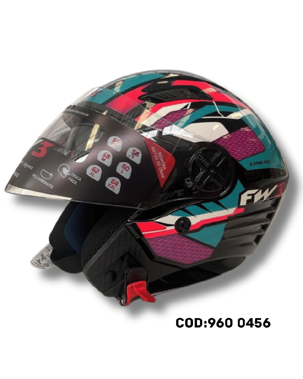 CAPACETE ABERTO FW3 UP FOX AZUL TIFFANY 56'