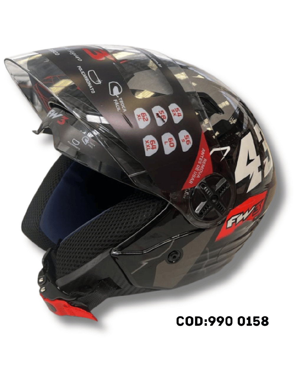 CAPACETE ABERTO FW3 UP43 GRAFITE