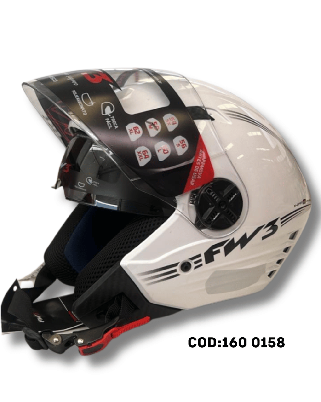 CAPACETE ABERTO FW3 UP LIMITED BRANCO BRILHANTE