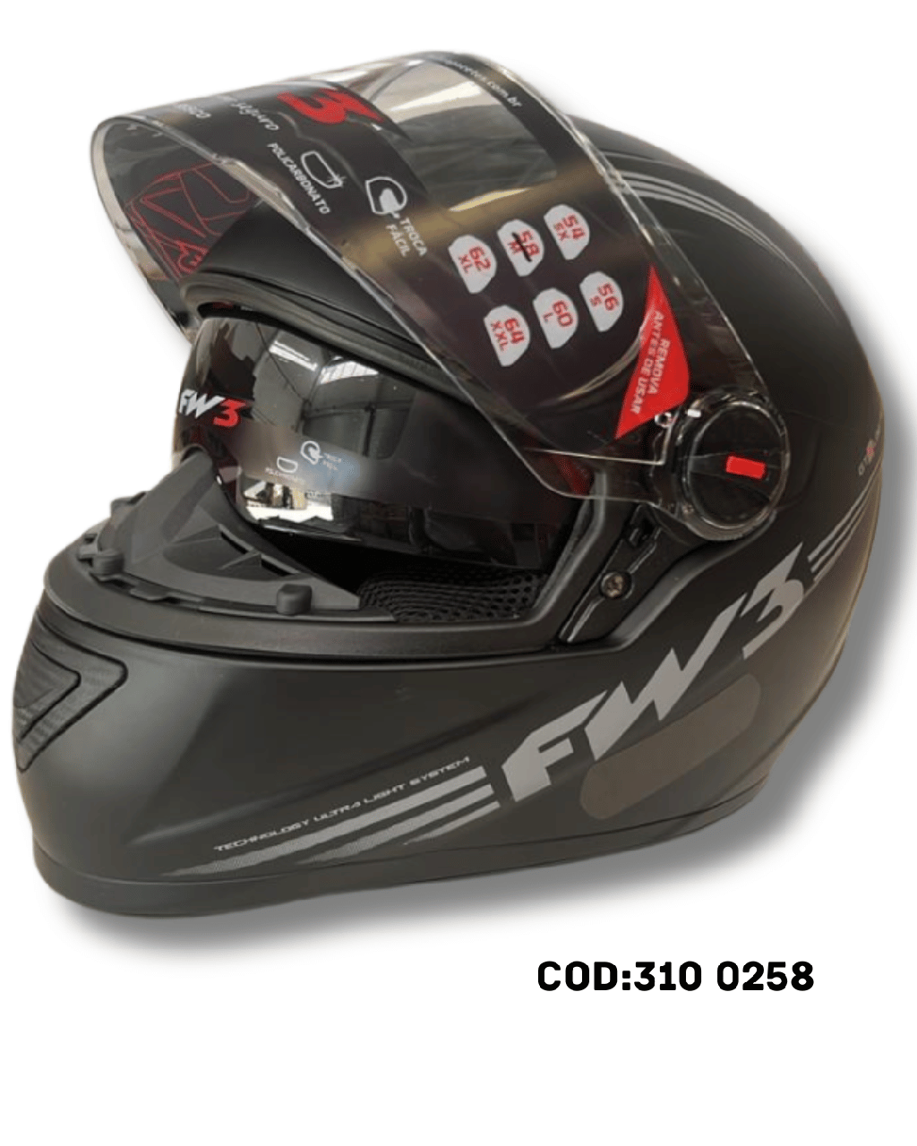 CAPACETE FECHADO FW3 GTX LIMITED PRETO FOSCO