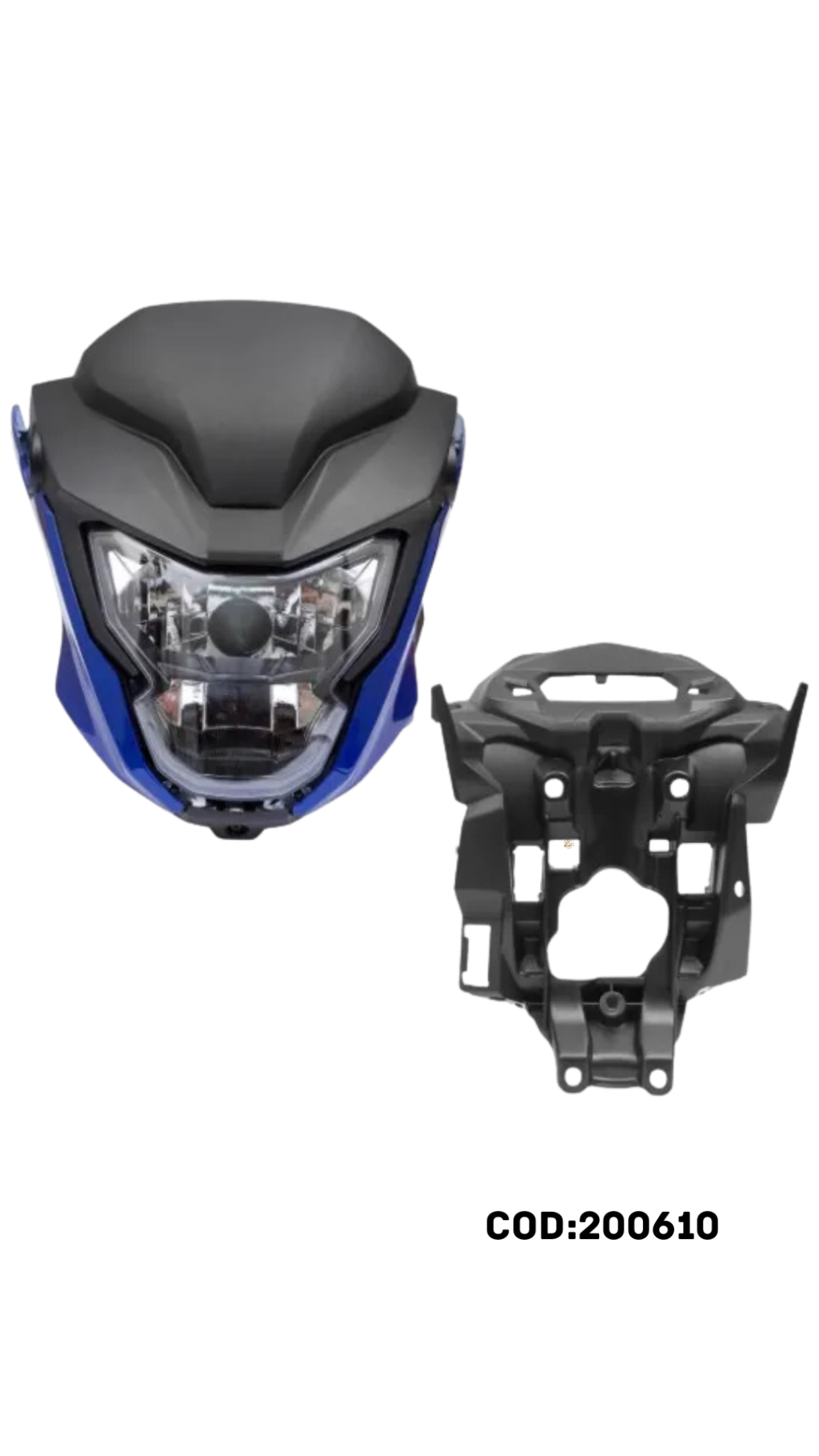 FAROL COMPL. C/CAREN.FRONTAL/LATERAIS E INTERNA COM BLOCO AZUL CARAIVA TITAN/FAN 160