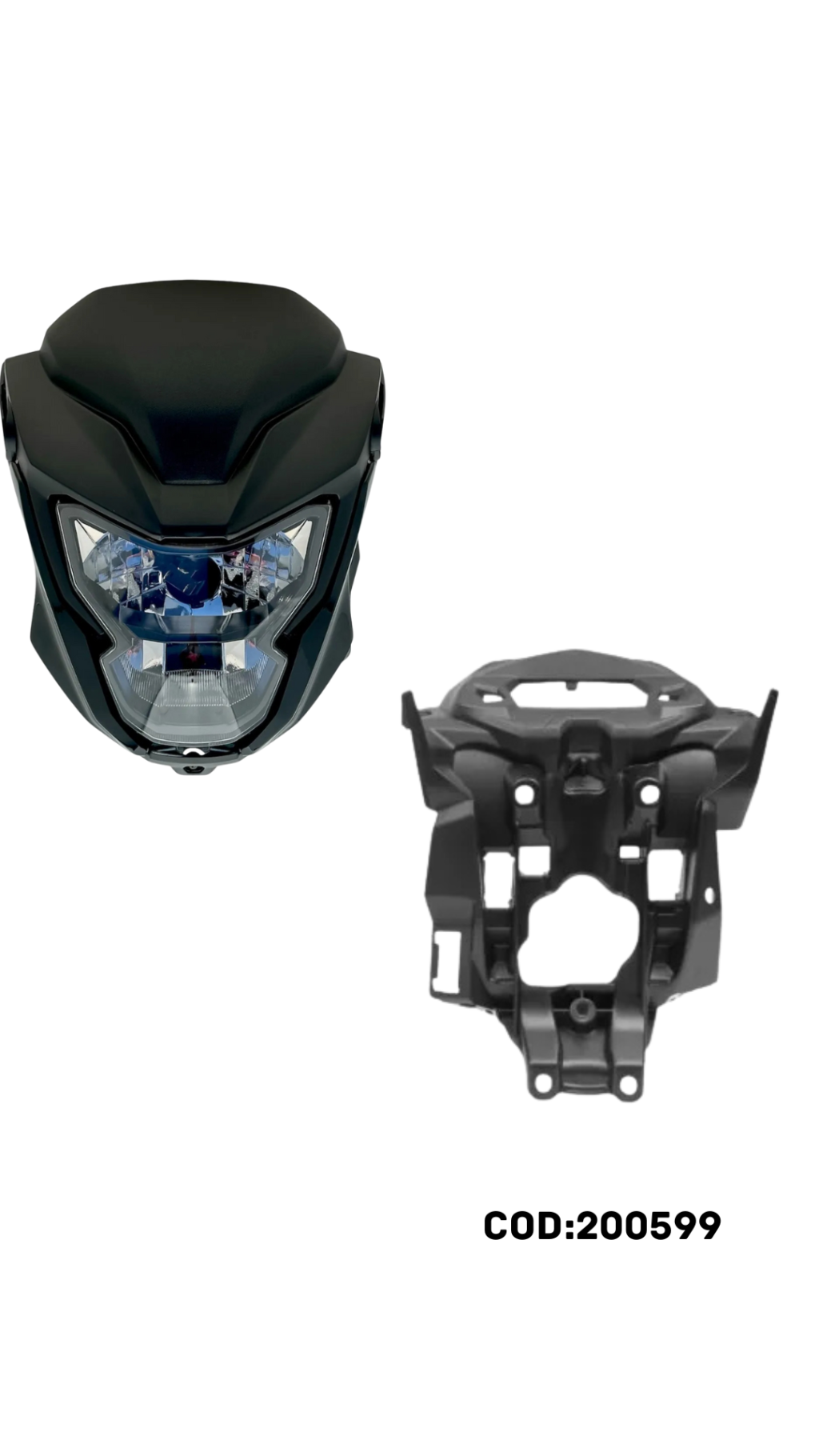 FAROL COMPL. C/CAREN.FRONTAL/LATERAIS E INTERNA COM BLOCO PRETO BRILHANTE TITAN/FAN 160