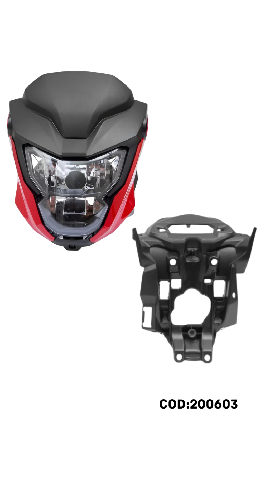 FAROL COMPL. C/CAREN.FRONTAL/LATERAIS E INTERNA COM BLOCO VERMELHO PIMENTA TITAN/FAN 160 25/