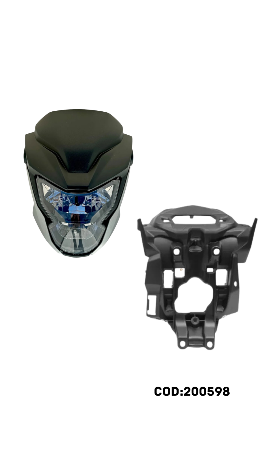 FAROL COMPL. C/CAREN.FRONTAL/LATERAIS E INTERNA COM BLOCO PRATA FORCE TITAN/FAN 160 25/