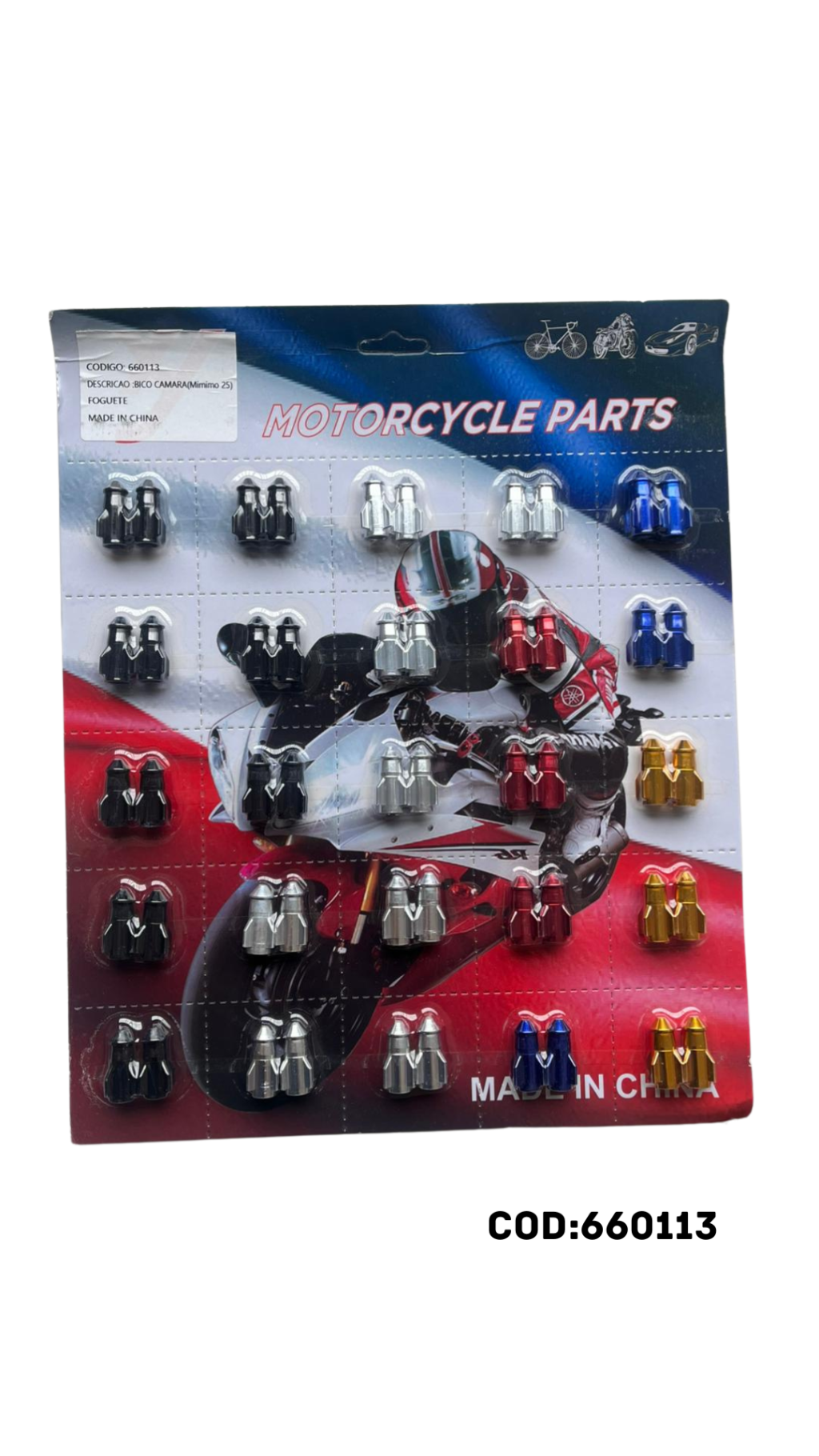 CARTELA DE BICO ALUMINIO FOGUETE COLOR C/25 