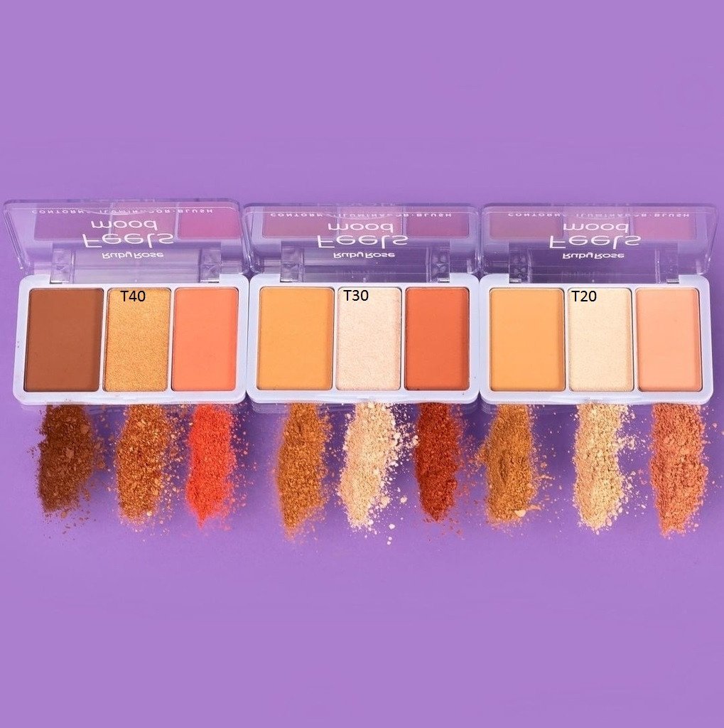 Trio Contorno , Iluminador e Blush Feels Mood